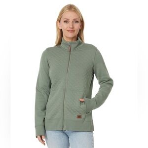 L. L. Bean Quilted Sweatshirt Full-Zip Hooded Long Jacket in Sage Green Sz Small